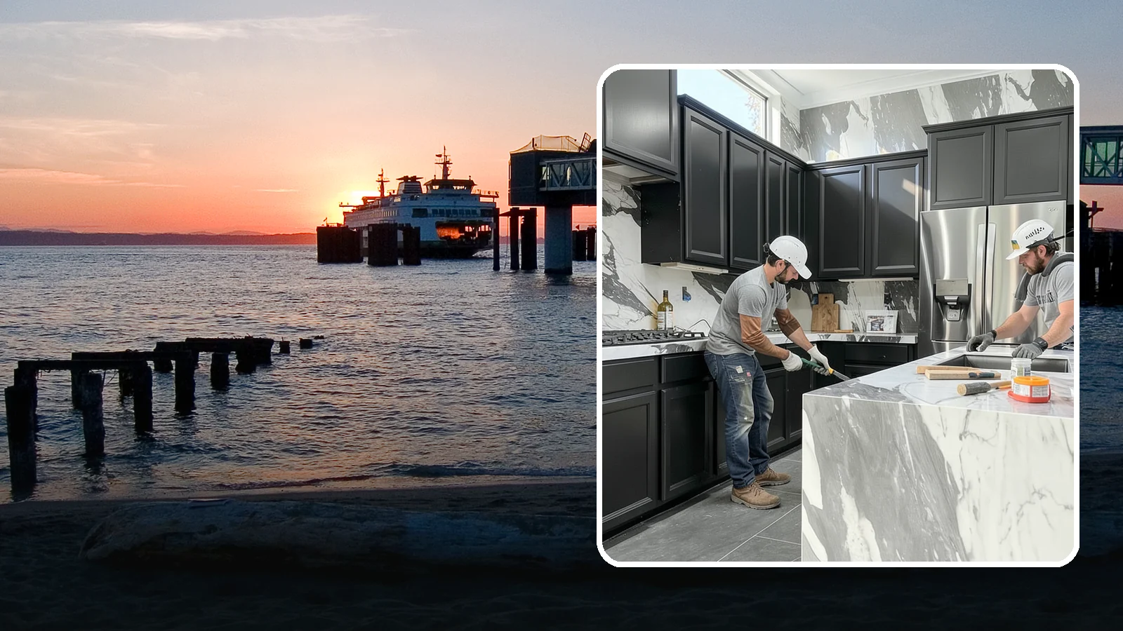 Marble Countertop Installation in Edmonds, Snohomish County, WA - Elegant marble countertop installation that brings timeless veining and luxury to kitchens, baths, and baking stations.