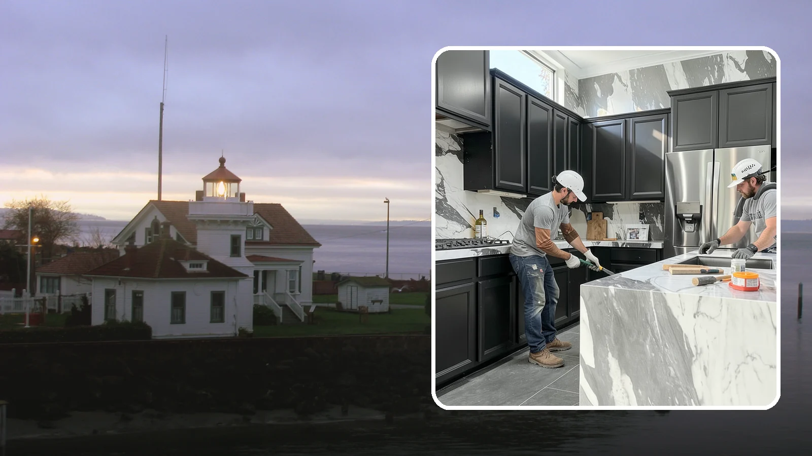Marble Countertop Installation in Mukilteo, Snohomish County, WA - Elegant marble countertop installation that brings timeless veining and luxury to kitchens, baths, and baking stations.
