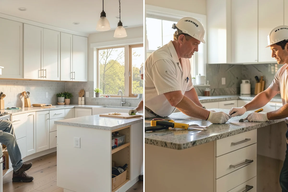 Marble Flooring Installation in Coupeville, Island County, WA - Lay out slabs to align veining