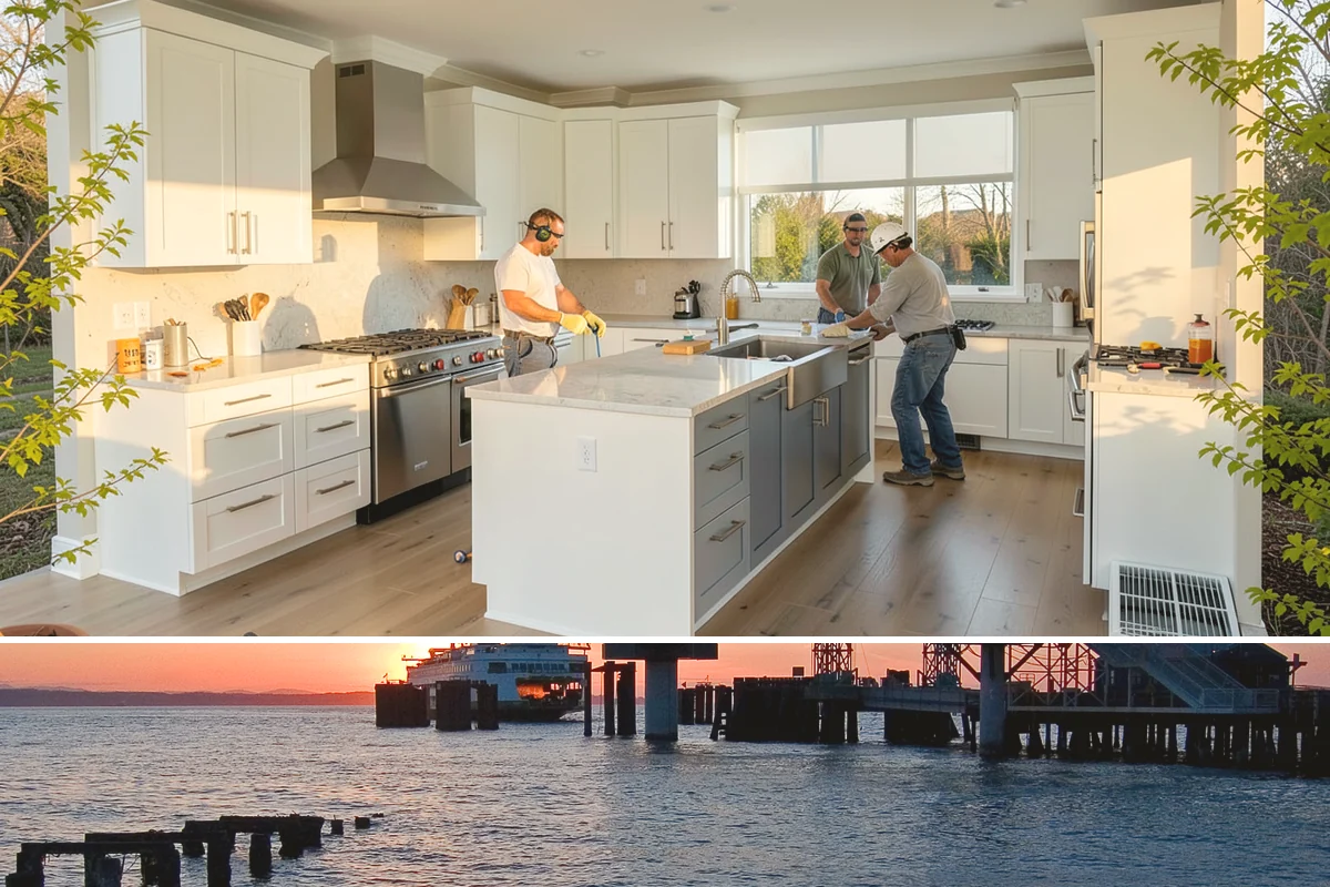 Marble Flooring Installation in Edmonds, Snohomish County, WA - Marble installation happens indoors in any season, with milder months making transport of delicate slabs easier.