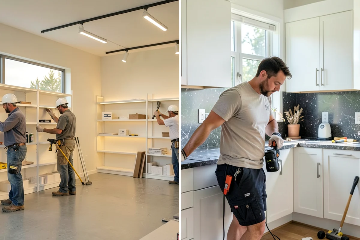 Marble Flooring Installation in Lake Forest Park, King County, WA - Lay out slabs to align veining