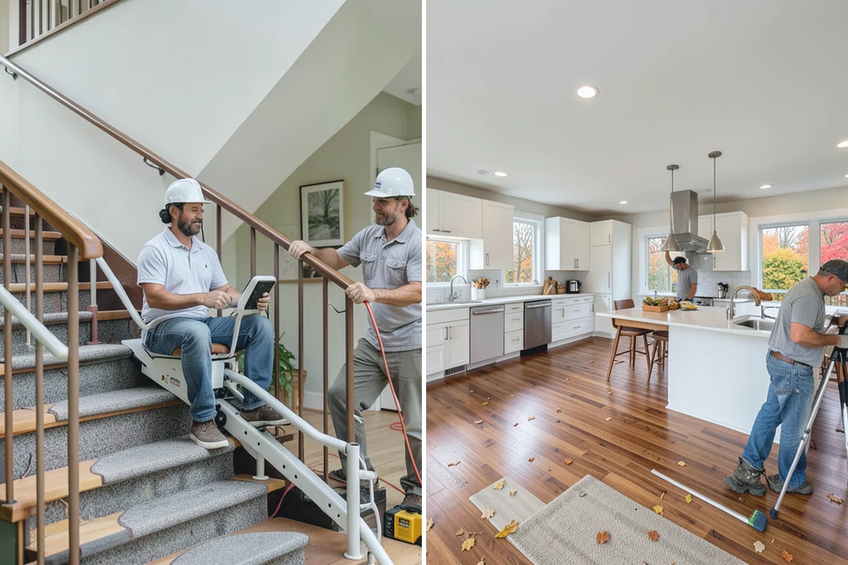 Marble Flooring Installation in Medina, King County, WA - Lay out slabs to align veining