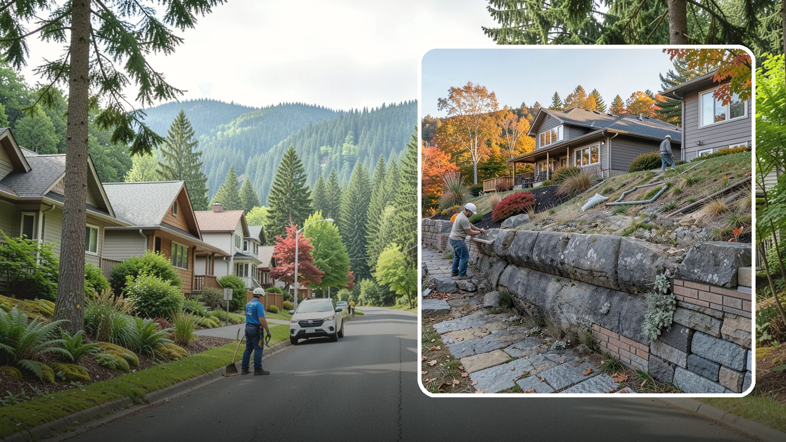 Masonry Retaining Wall in Darrington, Snohomish County, WA - Engineered masonry retaining walls that hold back slopes and manage water on Puget Sound's hilly lots.
