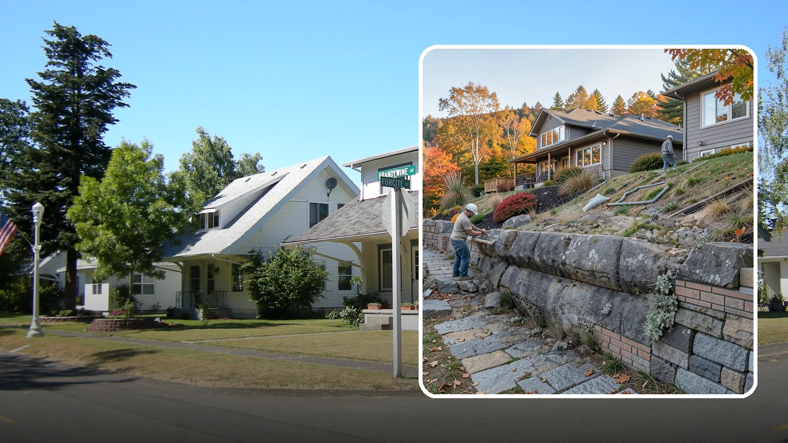 Masonry Retaining Wall in DuPont, Pierce County, WA - Engineered masonry retaining walls that hold back slopes and manage water on Puget Sound's hilly lots.