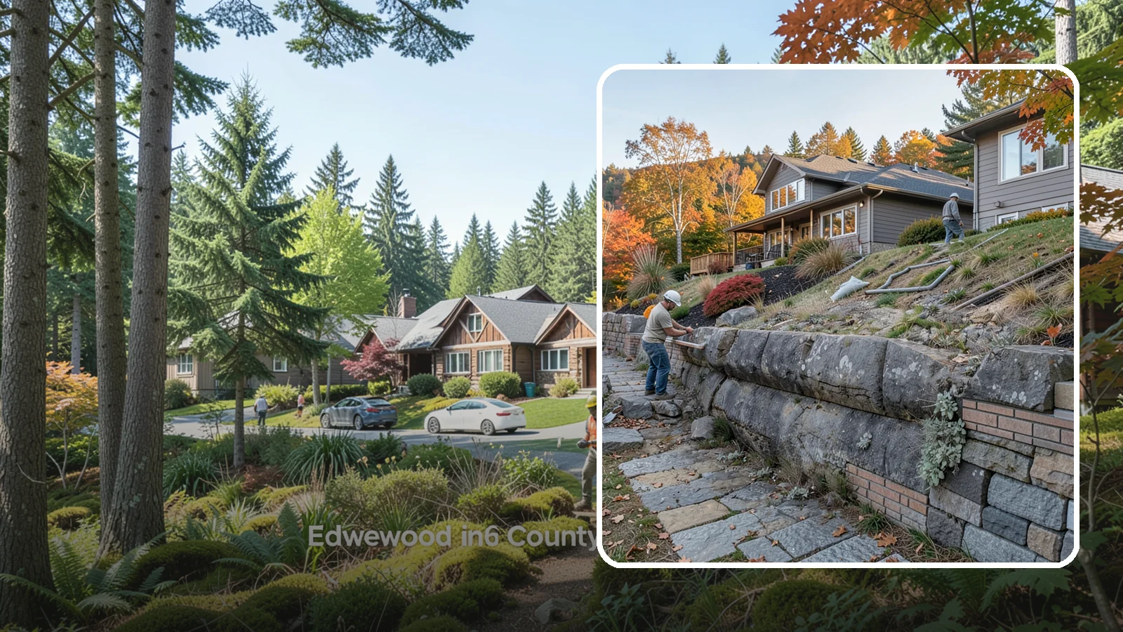 Masonry Retaining Wall in Edgewood, Pierce County, WA - Engineered masonry retaining walls that hold back slopes and manage water on Puget Sound's hilly lots.