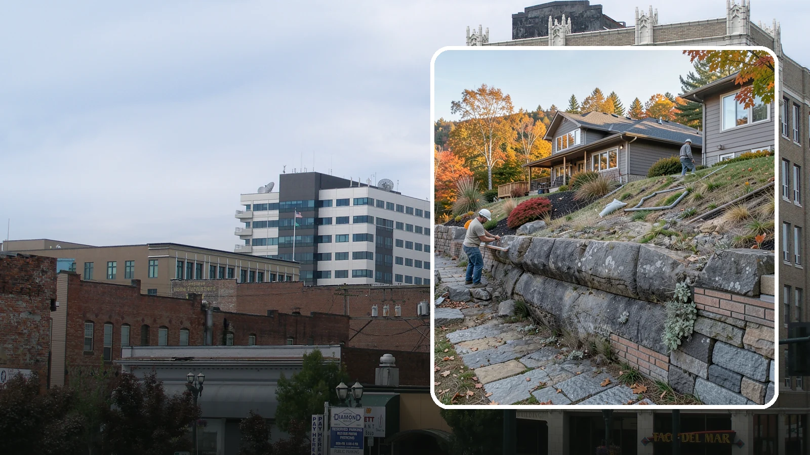 Masonry Retaining Wall in Everett, Snohomish County, WA - Engineered masonry retaining walls that hold back slopes and manage water on Puget Sound's hilly lots.