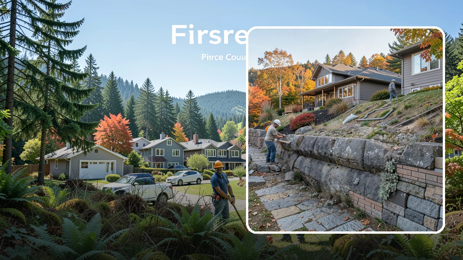 Masonry Retaining Wall in Fircrest, Pierce County, WA - Engineered masonry retaining walls that hold back slopes and manage water on Puget Sound's hilly lots.