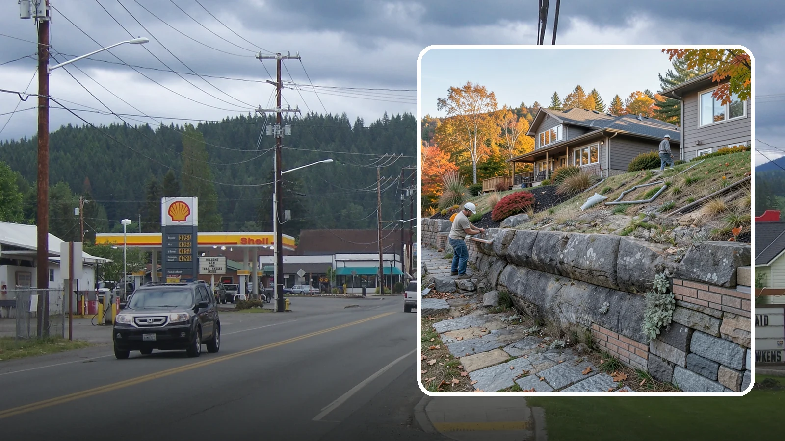 Masonry Retaining Wall in Granite Falls, Snohomish County, WA - Engineered masonry retaining walls that hold back slopes and manage water on Puget Sound's hilly lots.