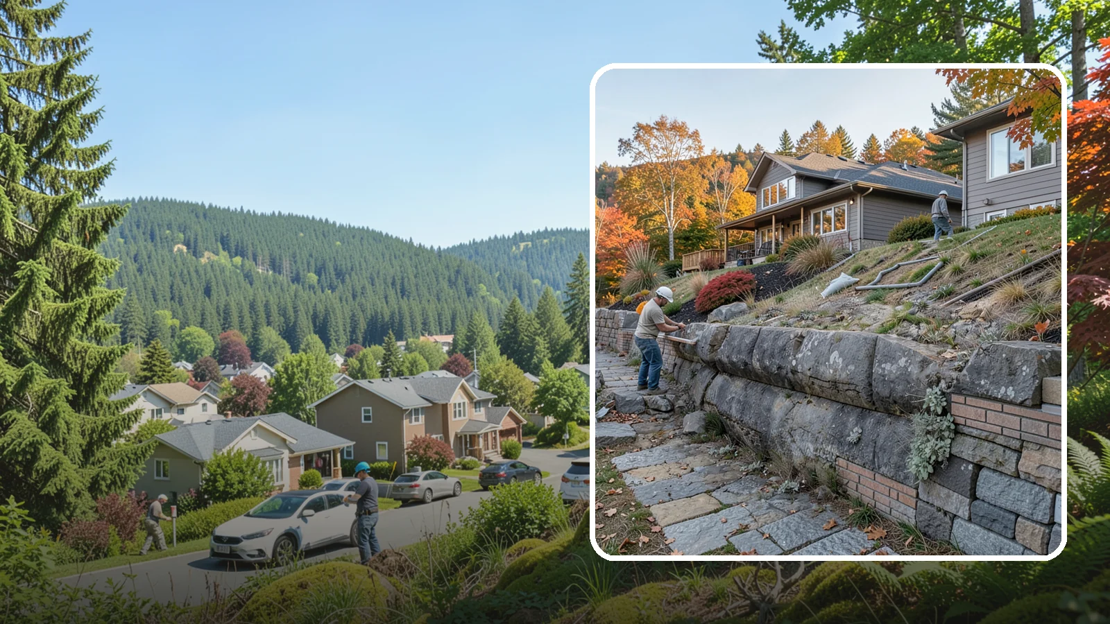 Masonry Retaining Wall in Index, Snohomish County, WA - Engineered masonry retaining walls that hold back slopes and manage water on Puget Sound's hilly lots.