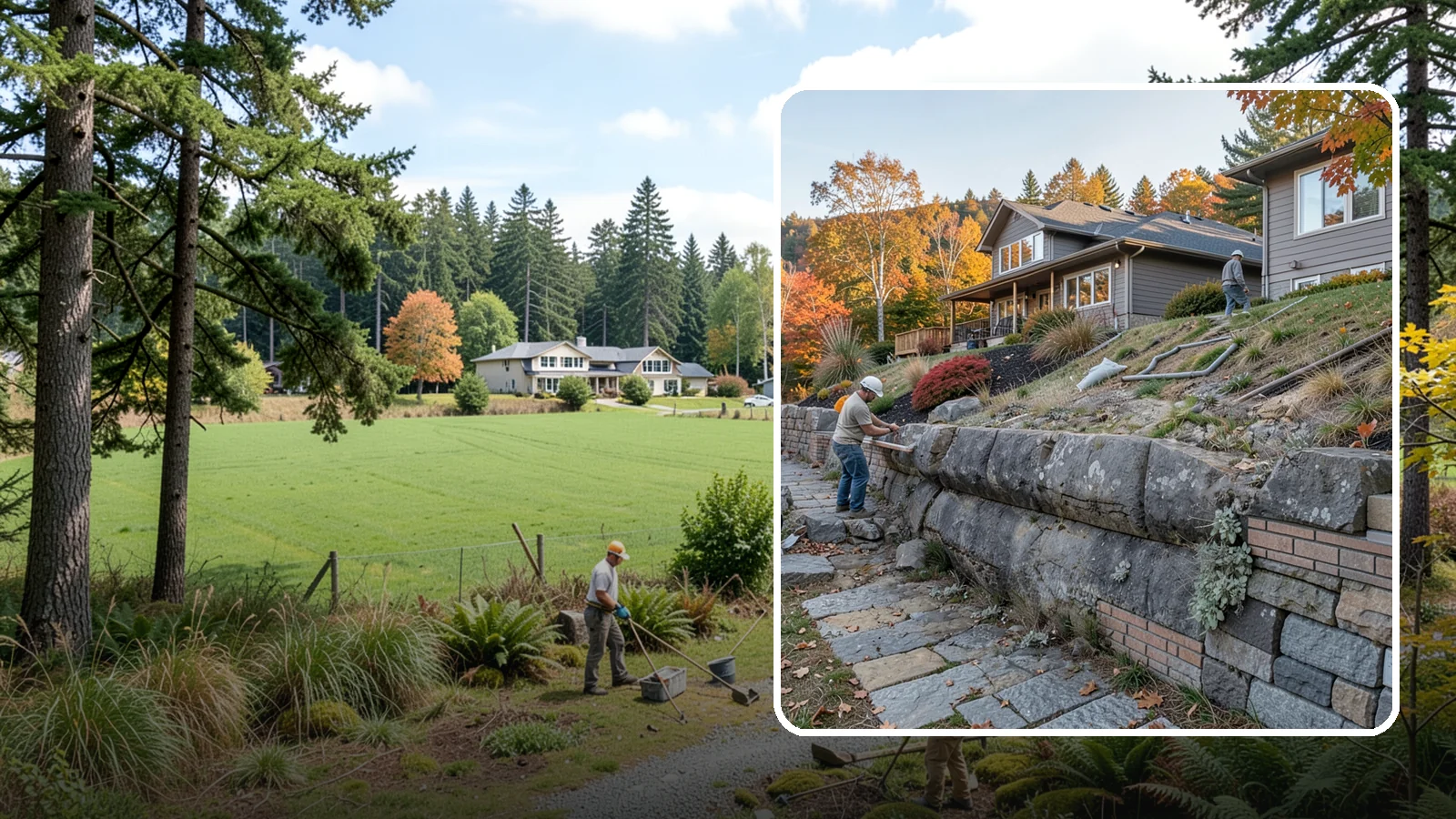 Masonry Retaining Wall in Lyman, Skagit County, WA - Engineered masonry retaining walls that hold back slopes and manage water on Puget Sound's hilly lots.