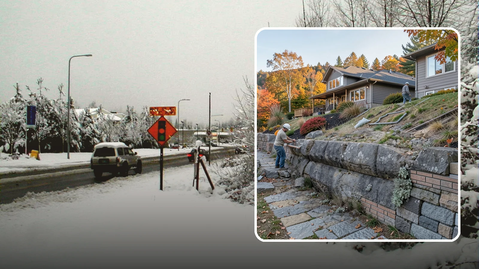 Masonry Retaining Wall in Newcastle, King County, WA - Engineered masonry retaining walls that hold back slopes and manage water on Puget Sound's hilly lots.