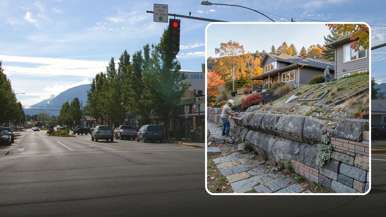 Masonry Retaining Wall in North Bend, King County, WA - Engineered masonry retaining walls that hold back slopes and manage water on Puget Sound's hilly lots.