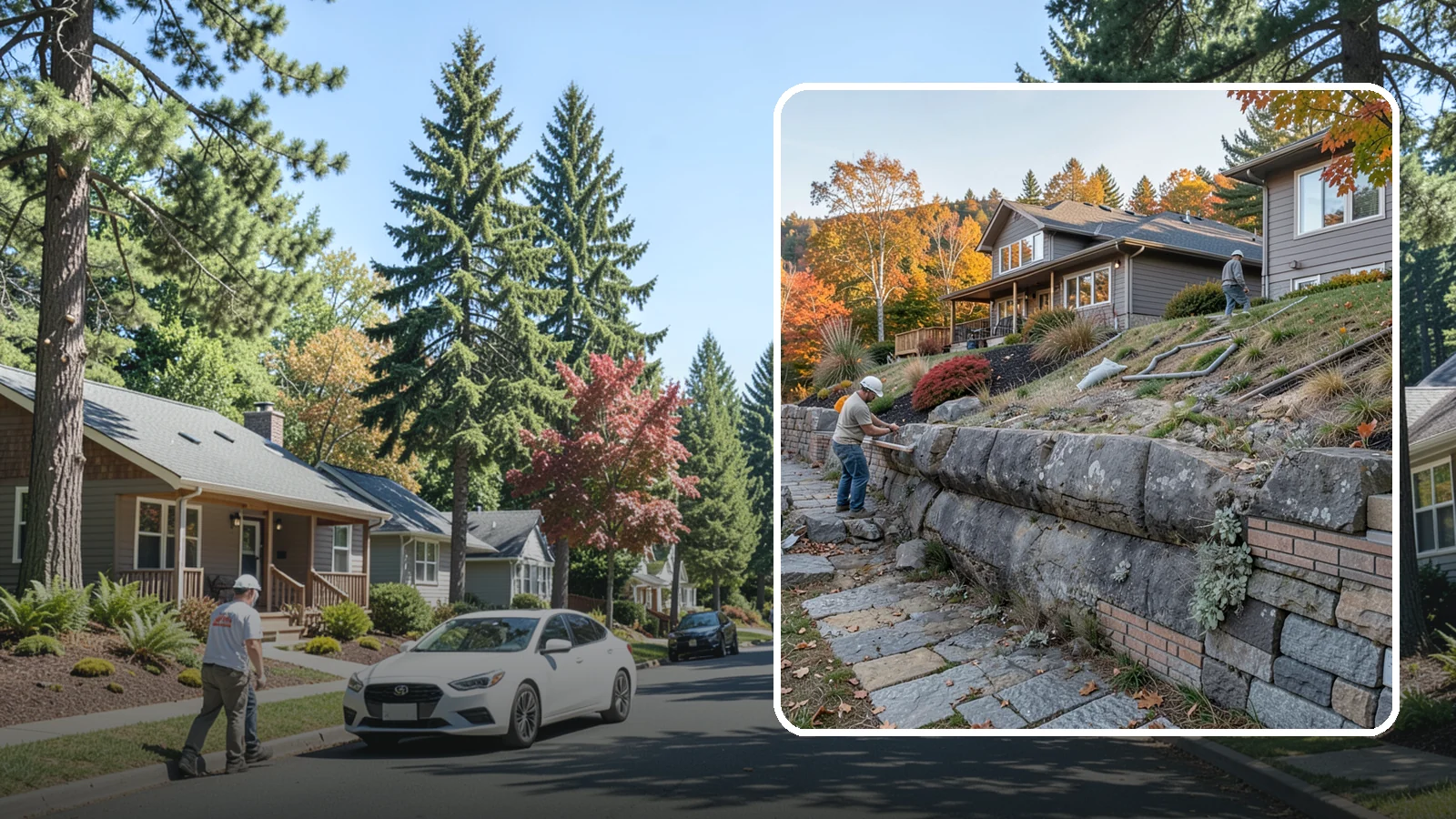 Masonry Retaining Wall in Orting, Pierce County, WA - Engineered masonry retaining walls that hold back slopes and manage water on Puget Sound's hilly lots.