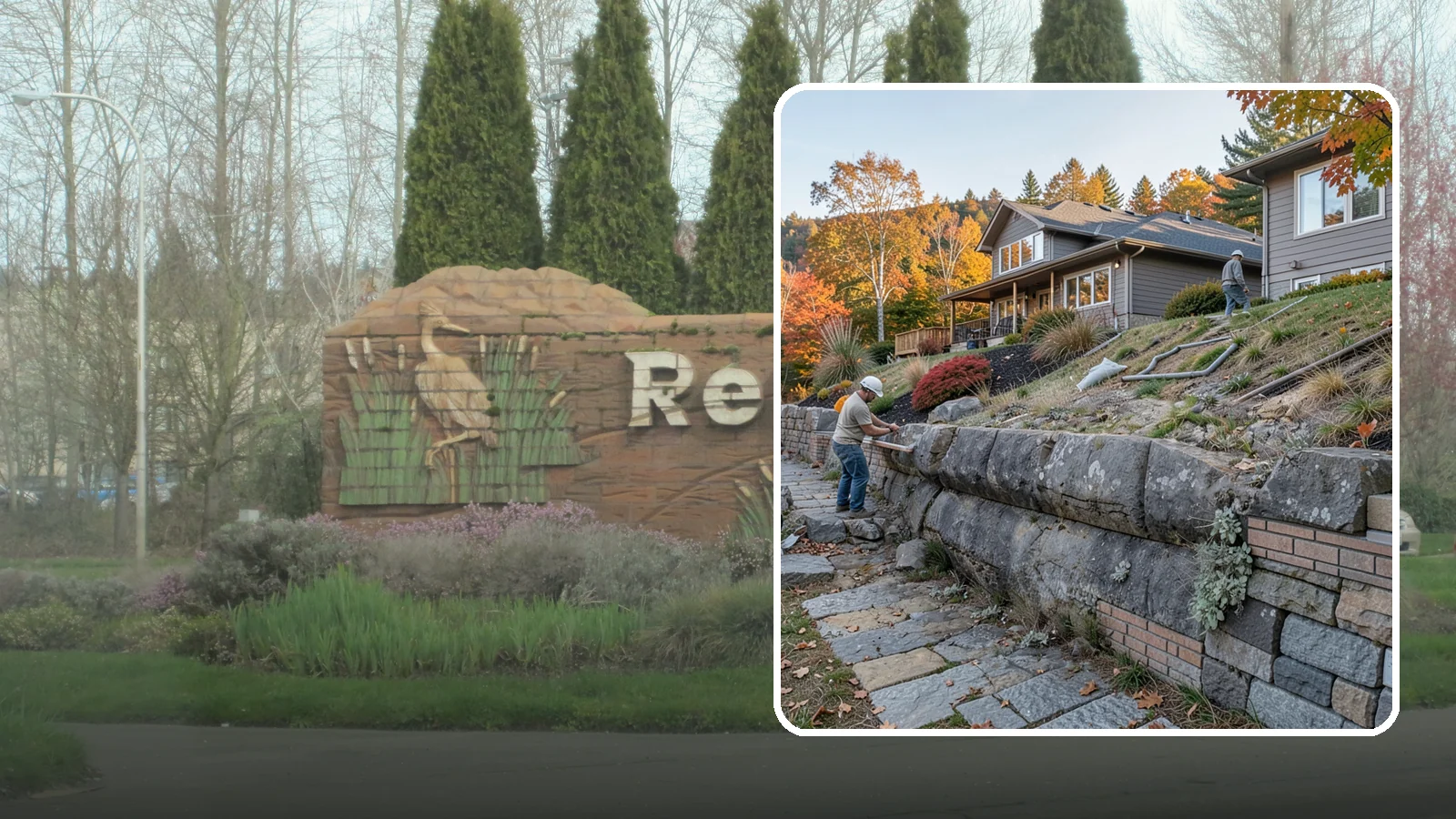 Masonry Retaining Wall in Renton, King County, WA - Engineered masonry retaining walls that hold back slopes and manage water on Puget Sound's hilly lots.