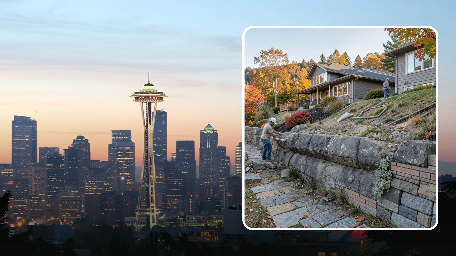 Masonry Retaining Wall in Seattle, King County, WA - Engineered masonry retaining walls that hold back slopes and manage water on Puget Sound's hilly lots.