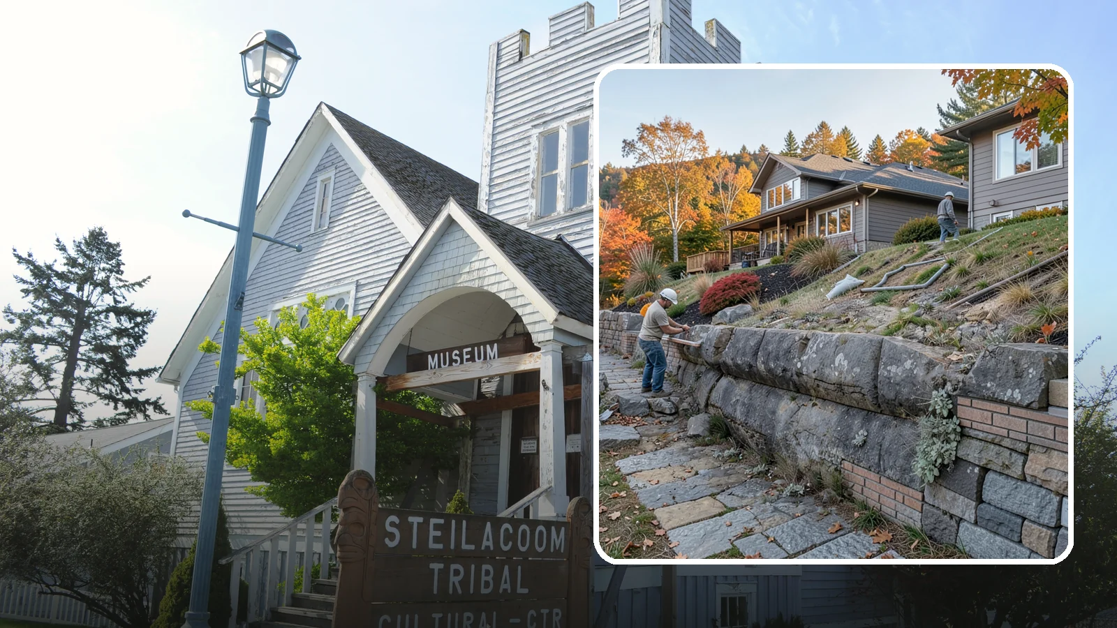 Masonry Retaining Wall in Steilacoom, Pierce County, WA - Engineered masonry retaining walls that hold back slopes and manage water on Puget Sound's hilly lots.