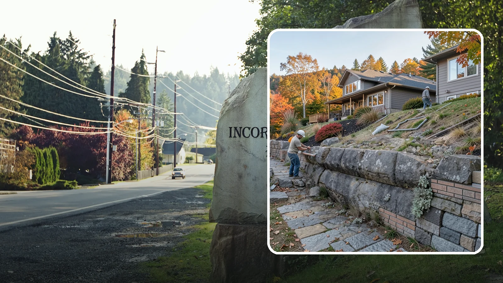 Masonry Retaining Wall in Wilkeson, Pierce County, WA - Engineered masonry retaining walls that hold back slopes and manage water on Puget Sound's hilly lots.