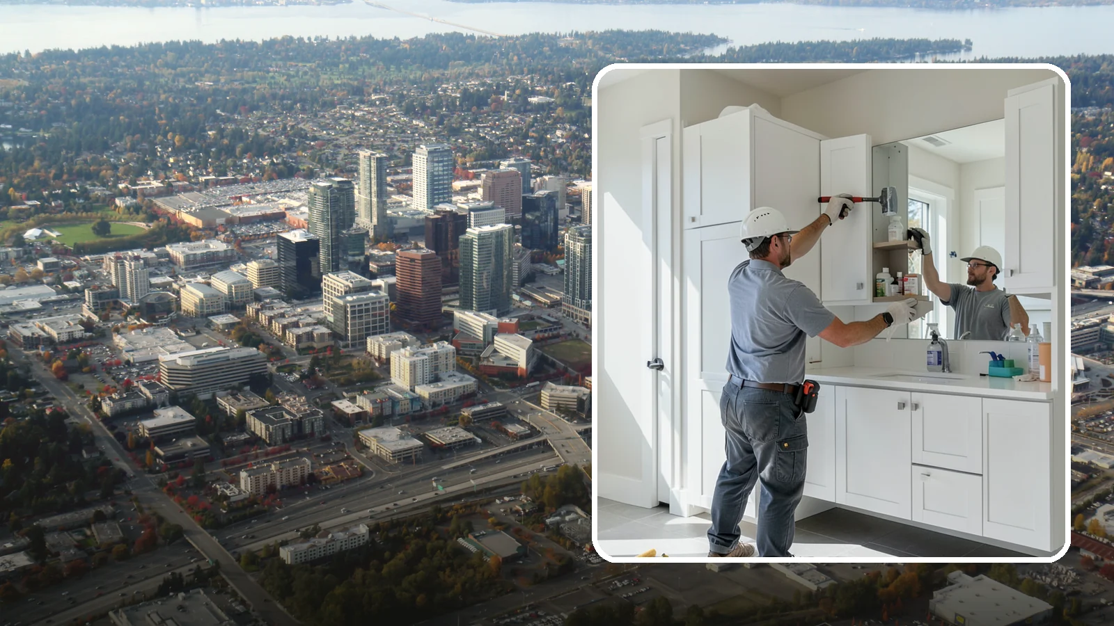 Medicine Cabinet Installation in Bellevue, King County, WA - A medicine cabinet installation adds recessed or surface-mounted storage behind a mirrored door.