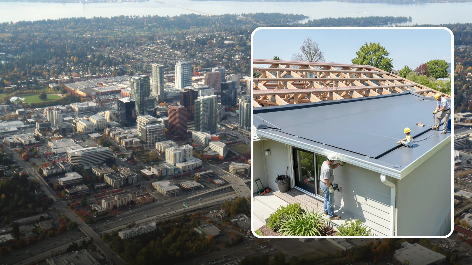 Membrane Roof Installation in Bellevue, King County, WA - A seamless single-ply membrane roof engineered for watertight performance on flat and low-slope surfaces.