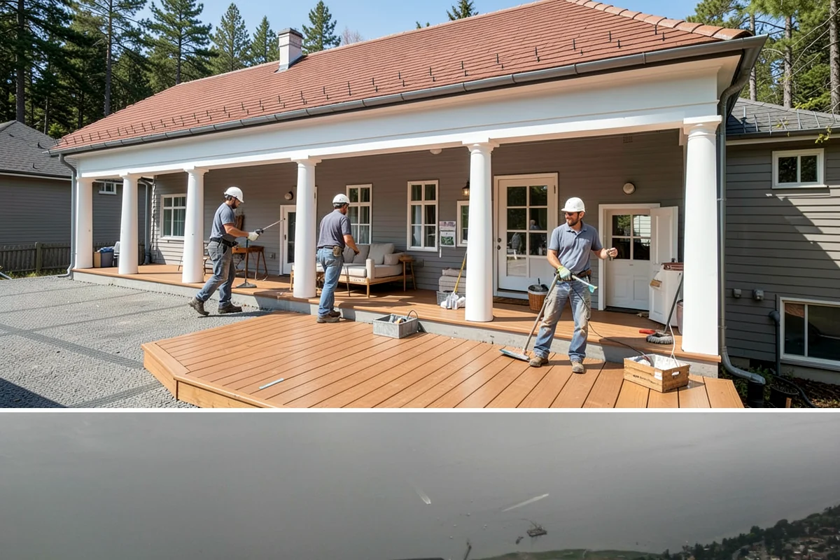 Membrane Roof Installation in Des Moines, King County, WA - Mild, dry summer weather is best for membrane adhesion and clean welded seams.
