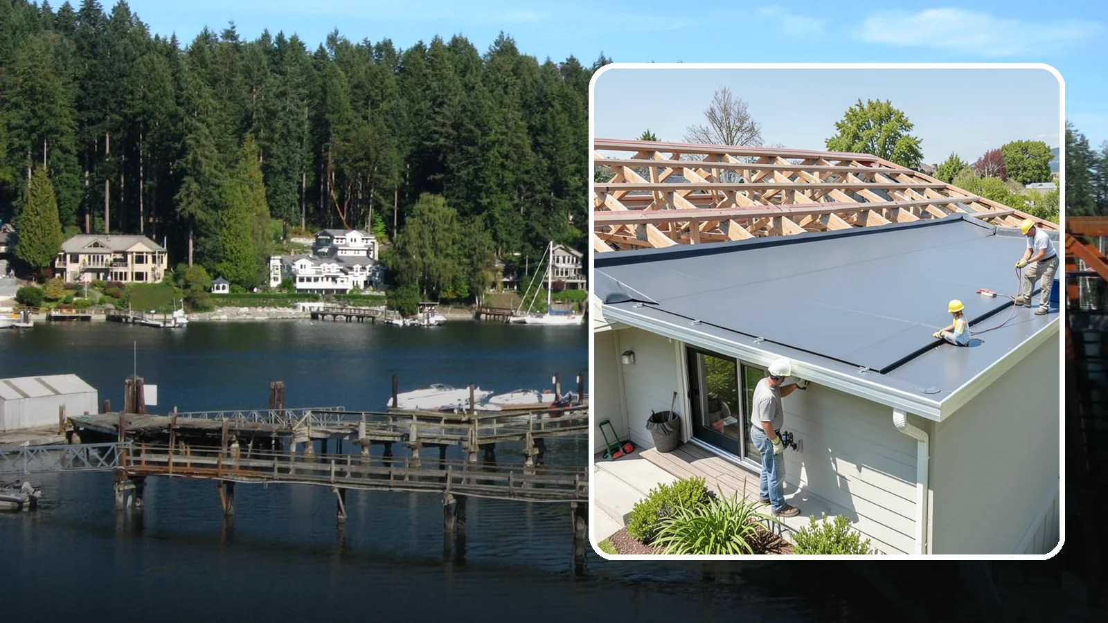 Membrane Roof Installation in Gig Harbor, Pierce County, WA - A seamless single-ply membrane roof engineered for watertight performance on flat and low-slope surfaces.