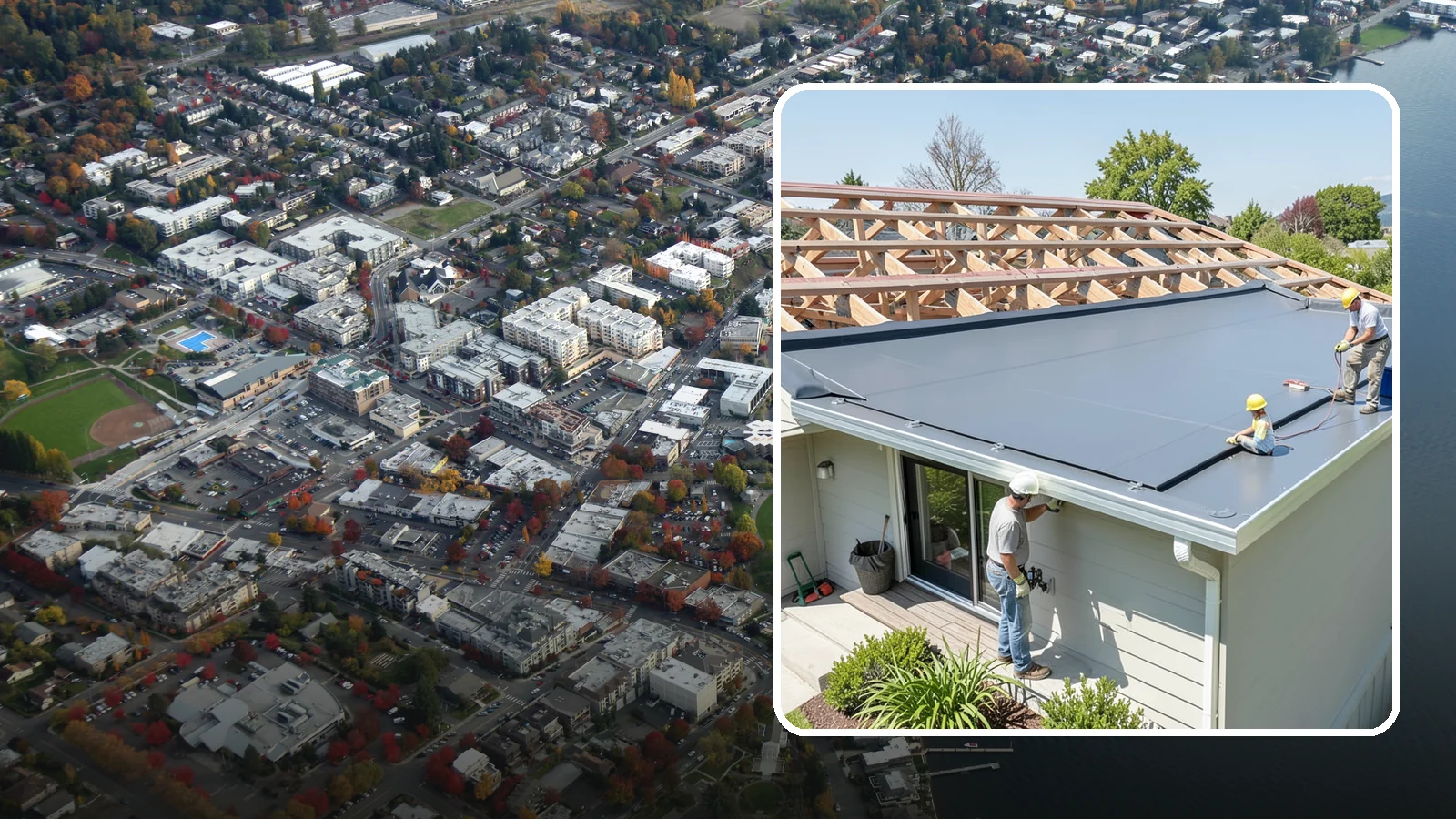 Membrane Roof Installation in Kirkland, King County, WA - A seamless single-ply membrane roof engineered for watertight performance on flat and low-slope surfaces.