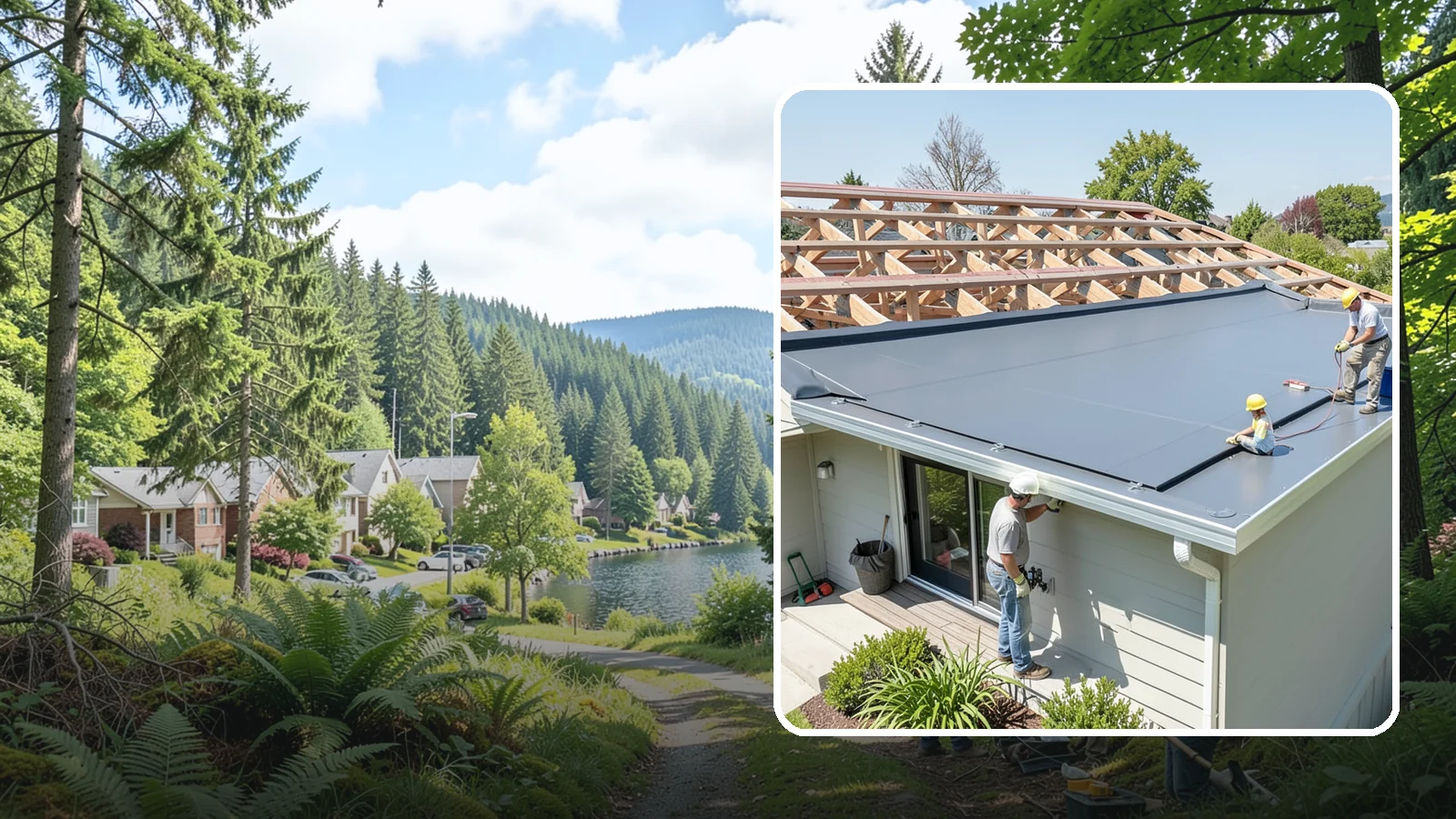 Membrane Roof Installation in Lake Forest Park, King County, WA - A seamless single-ply membrane roof engineered for watertight performance on flat and low-slope surfaces.