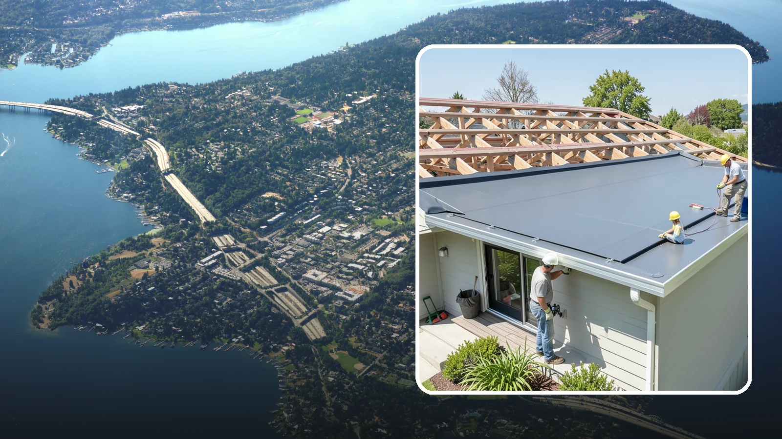 Membrane Roof Installation in Mercer Island, King County, WA - A seamless single-ply membrane roof engineered for watertight performance on flat and low-slope surfaces.