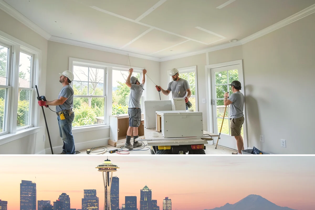 Membrane Roof Installation in Seattle, King County, WA - Mild, dry summer weather is best for membrane adhesion and clean welded seams.