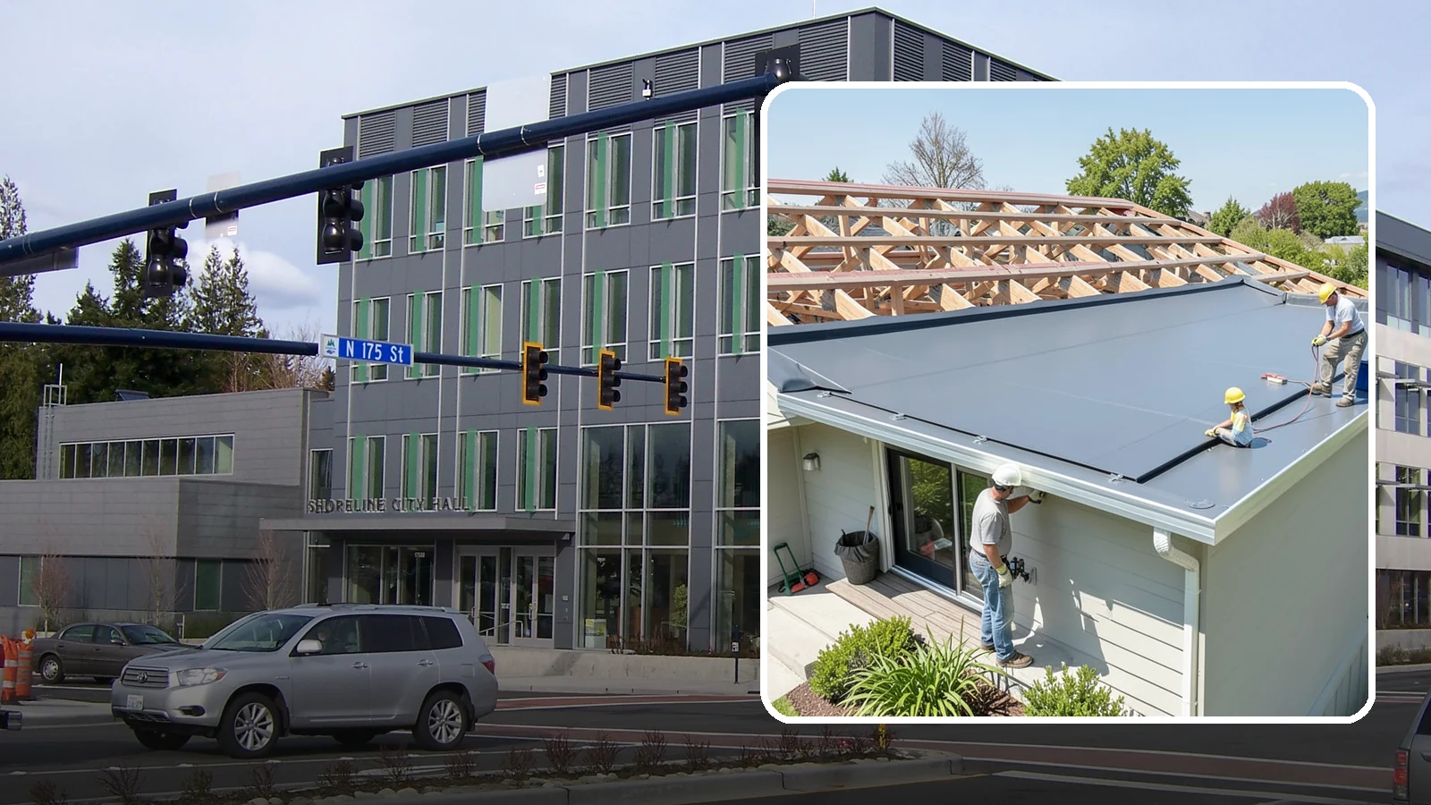 Membrane Roof Installation in Shoreline, King County, WA - A seamless single-ply membrane roof engineered for watertight performance on flat and low-slope surfaces.
