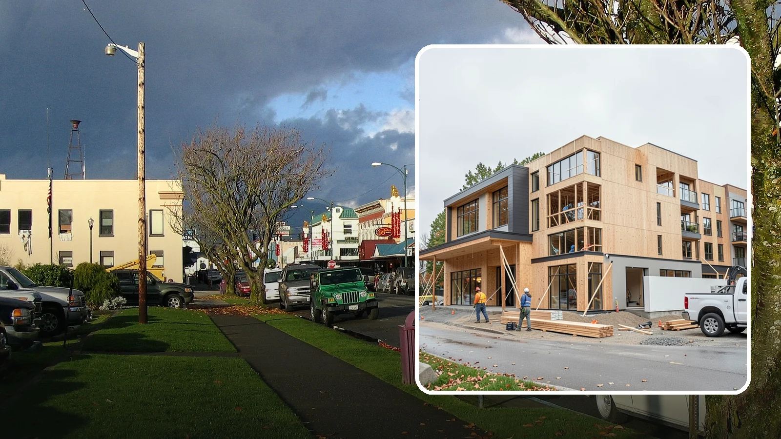 Mixed-Use Construction in Arlington, Snohomish County, WA - Ground-up buildings that combine ground-floor commercial with residential units above.