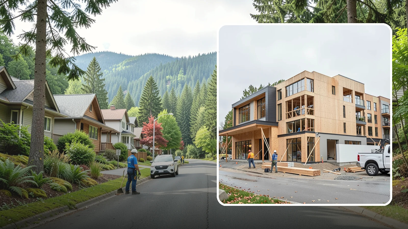 Mixed-Use Construction in Darrington, Snohomish County, WA - Ground-up buildings that combine ground-floor commercial with residential units above.