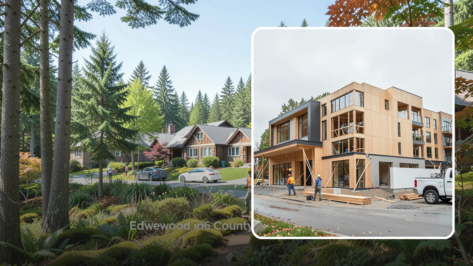 Mixed-Use Construction in Edgewood, Pierce County, WA - Ground-up buildings that combine ground-floor commercial with residential units above.