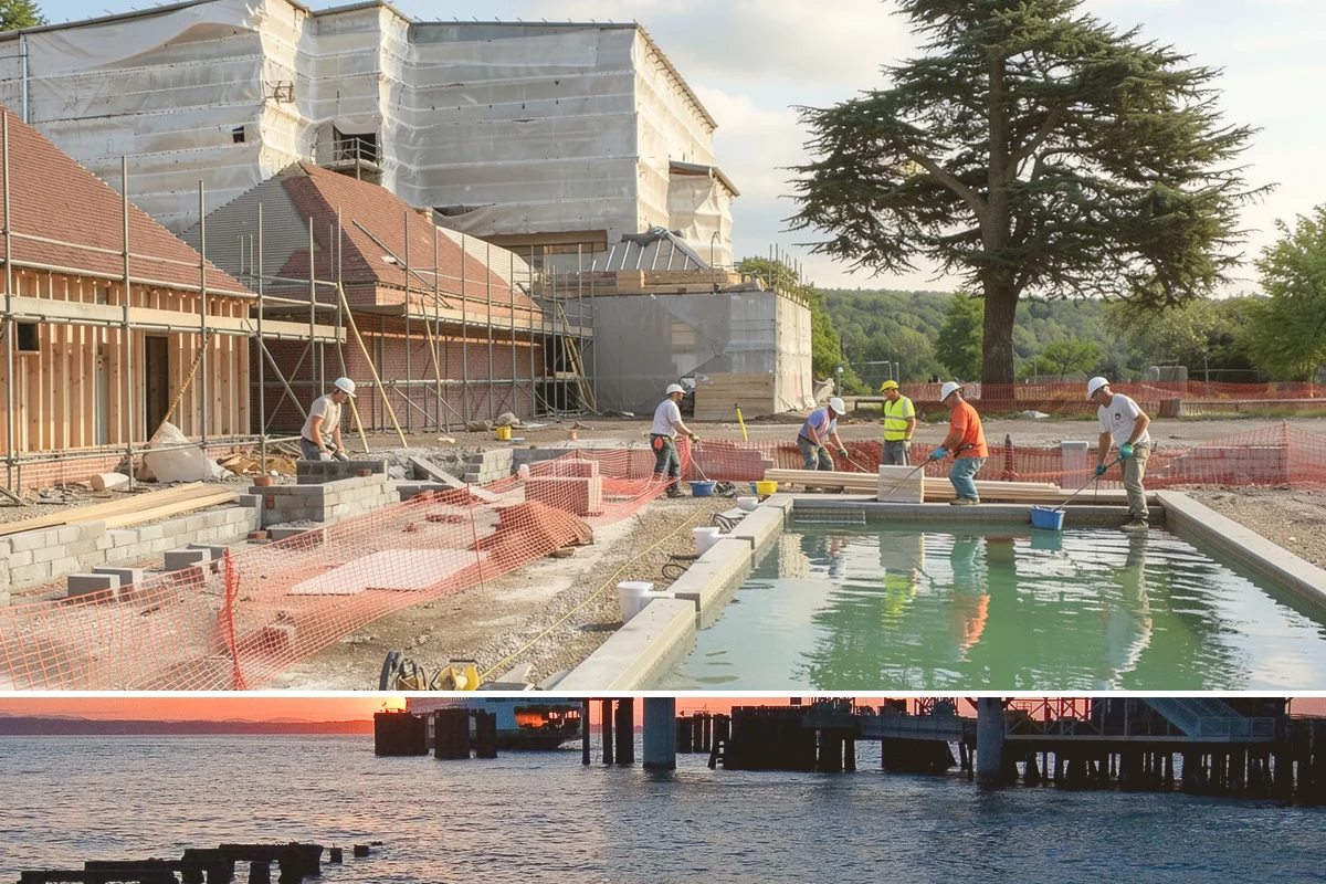 Mixed-Use Construction in Edmonds, Snohomish County, WA - We stage foundation and framing through summer so the structure is dried-in before the wet season sets in.