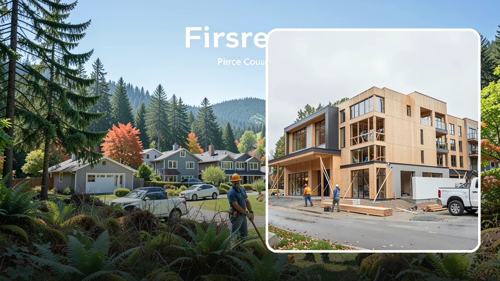 Mixed-Use Construction in Fircrest, Pierce County, WA - Ground-up buildings that combine ground-floor commercial with residential units above.