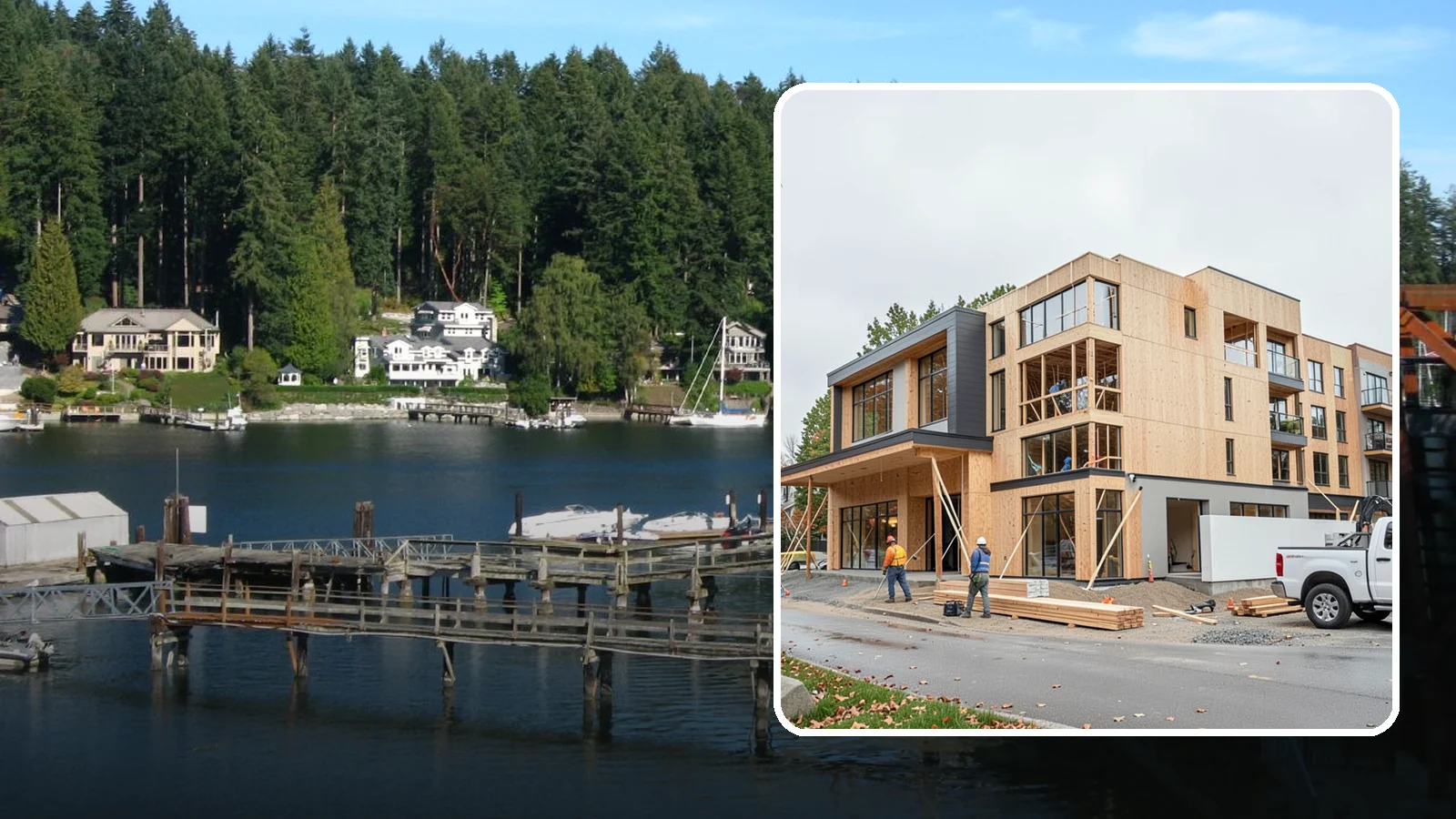 Mixed-Use Construction in Gig Harbor, Pierce County, WA - Ground-up buildings that combine ground-floor commercial with residential units above.