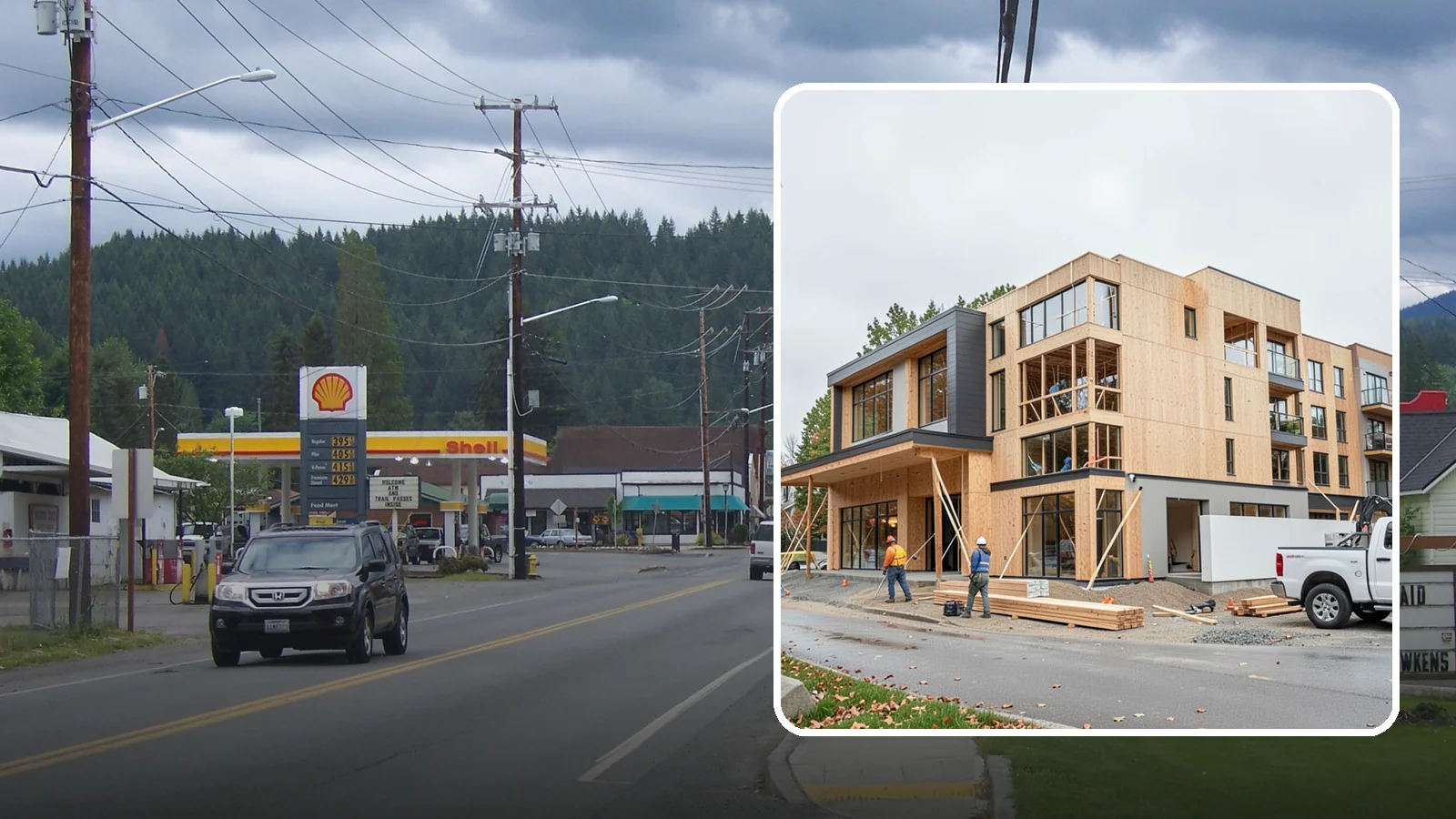 Mixed-Use Construction in Granite Falls, Snohomish County, WA - Ground-up buildings that combine ground-floor commercial with residential units above.
