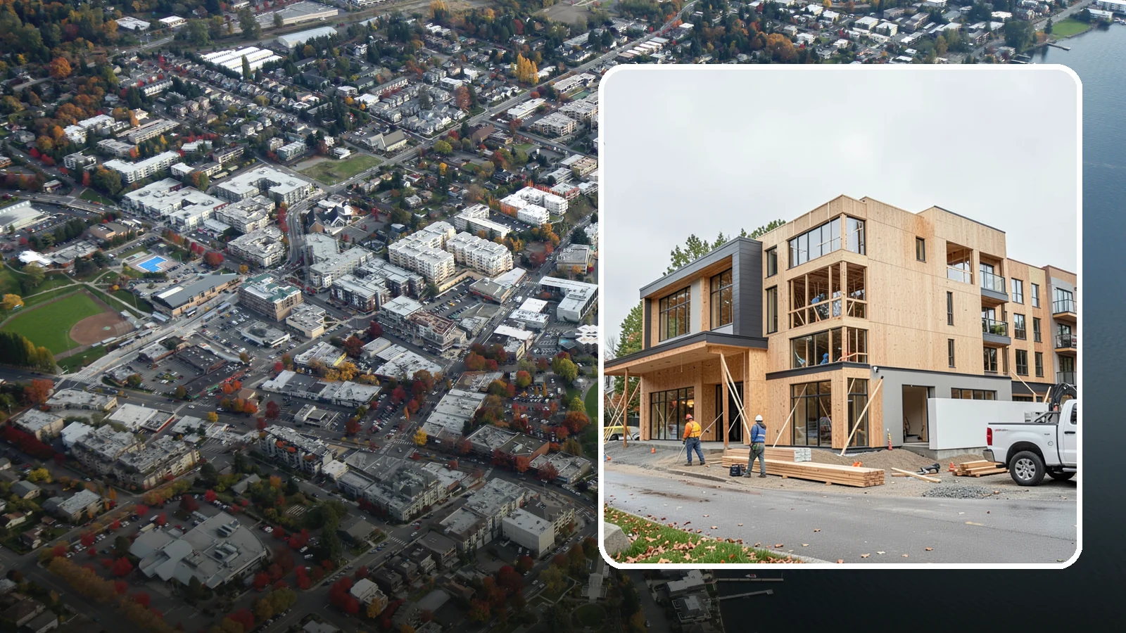 Mixed-Use Construction in Kirkland, King County, WA - Ground-up buildings that combine ground-floor commercial with residential units above.