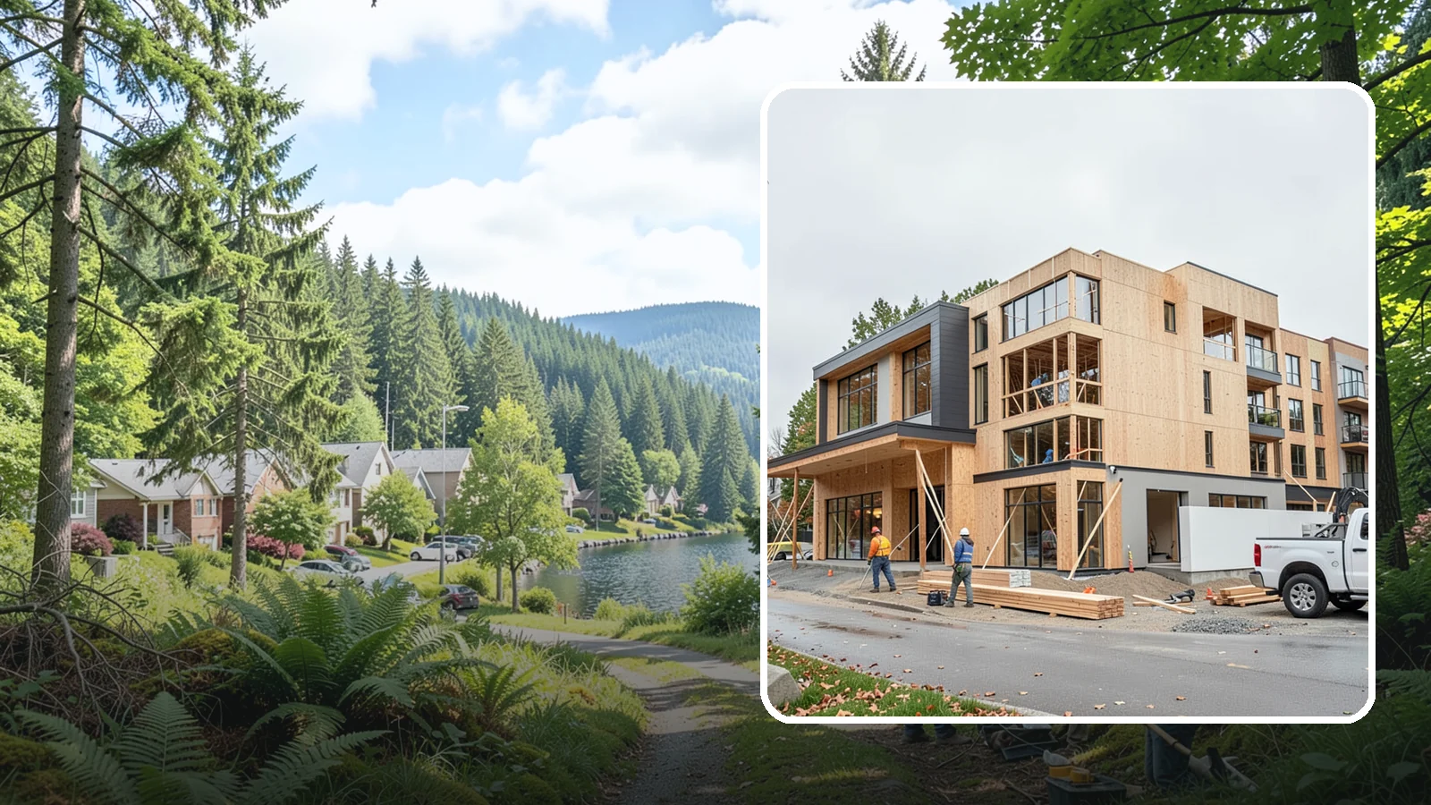 Mixed-Use Construction in Lake Forest Park, King County, WA - Ground-up buildings that combine ground-floor commercial with residential units above.