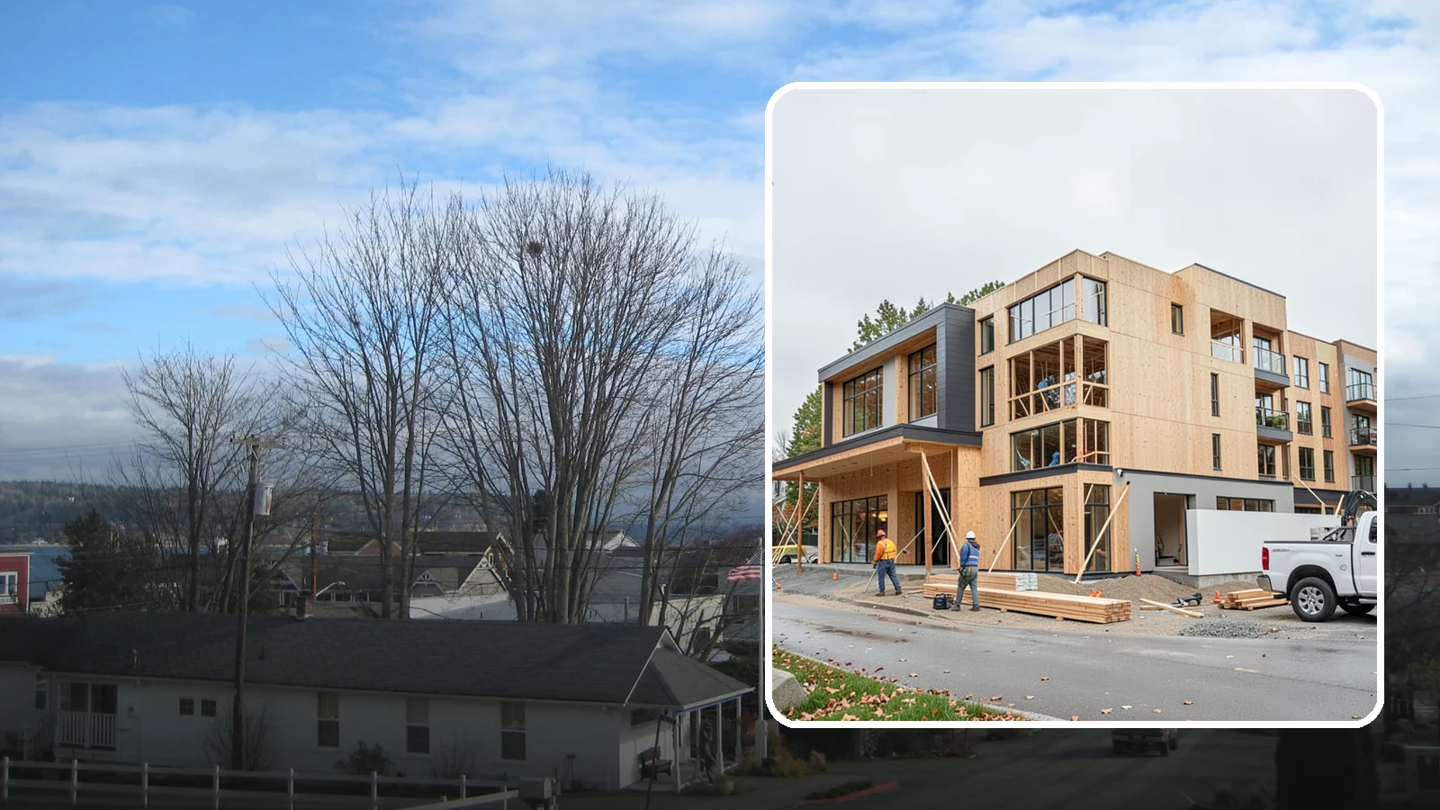Mixed-Use Construction in Langley, Island County, WA - Ground-up buildings that combine ground-floor commercial with residential units above.