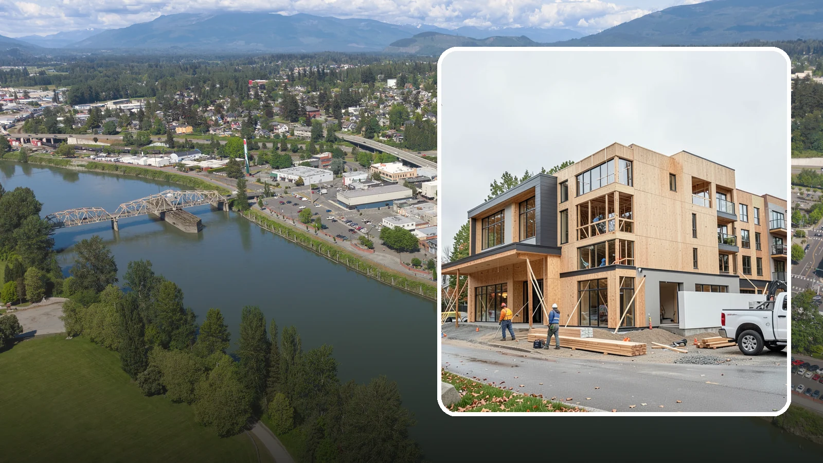 Mixed-Use Construction in Mount Vernon, Skagit County, WA - Ground-up buildings that combine ground-floor commercial with residential units above.