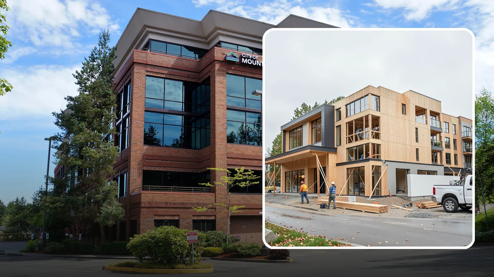 Mixed-Use Construction in Mountlake Terrace, Snohomish County, WA - Ground-up buildings that combine ground-floor commercial with residential units above.