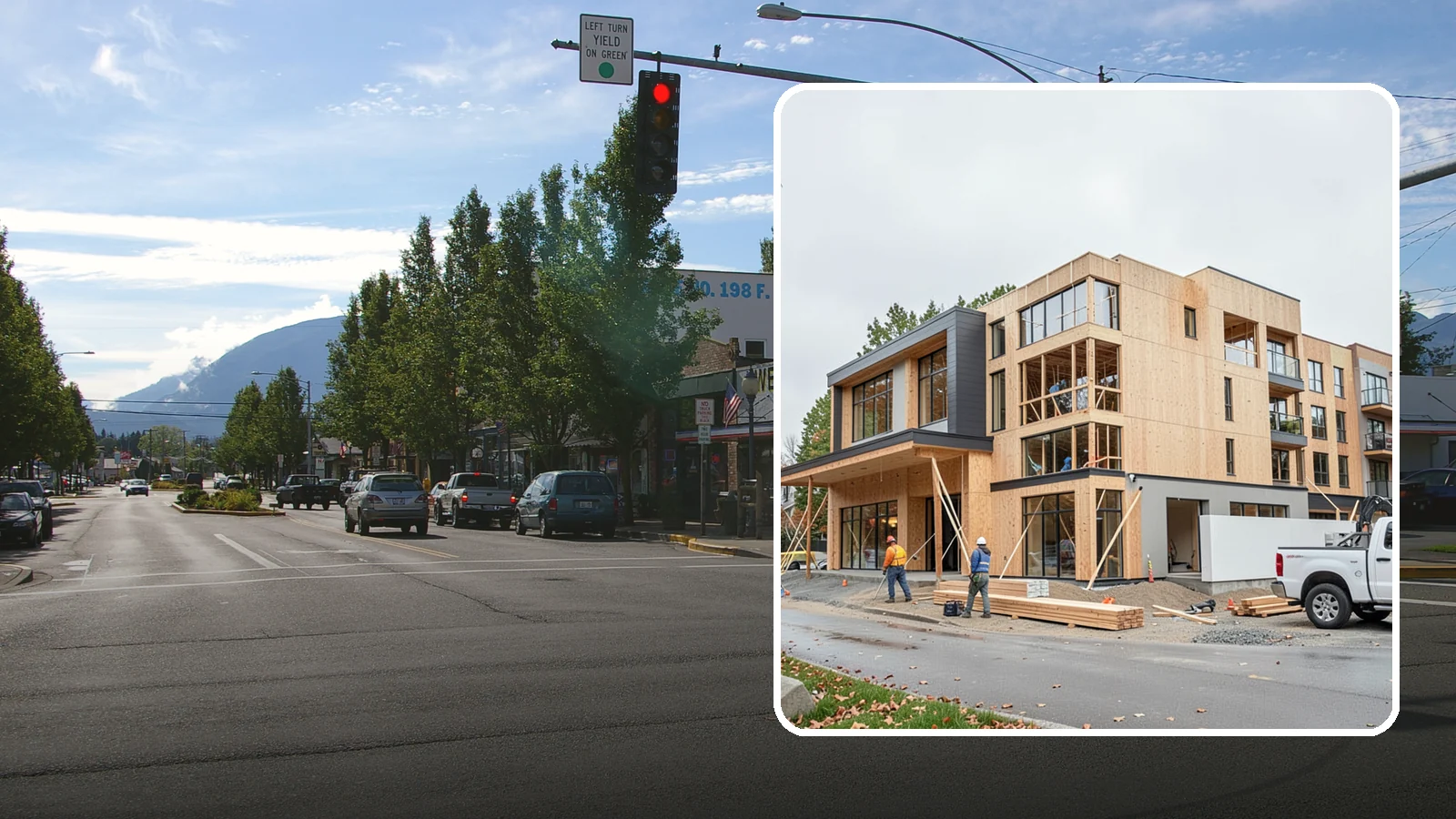Mixed-Use Construction in North Bend, King County, WA - Ground-up buildings that combine ground-floor commercial with residential units above.