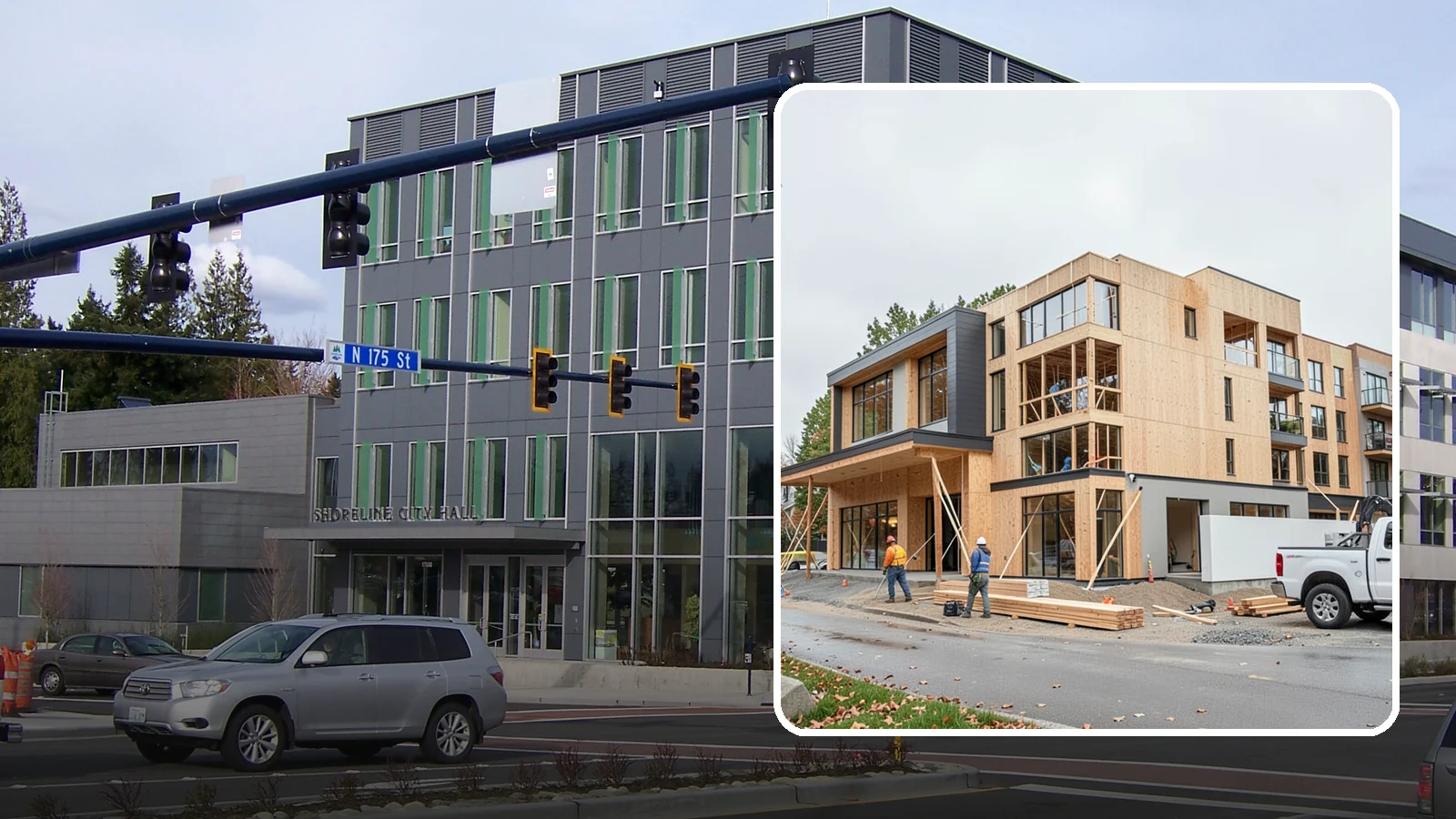 Mixed-Use Construction in Shoreline, King County, WA - Ground-up buildings that combine ground-floor commercial with residential units above.