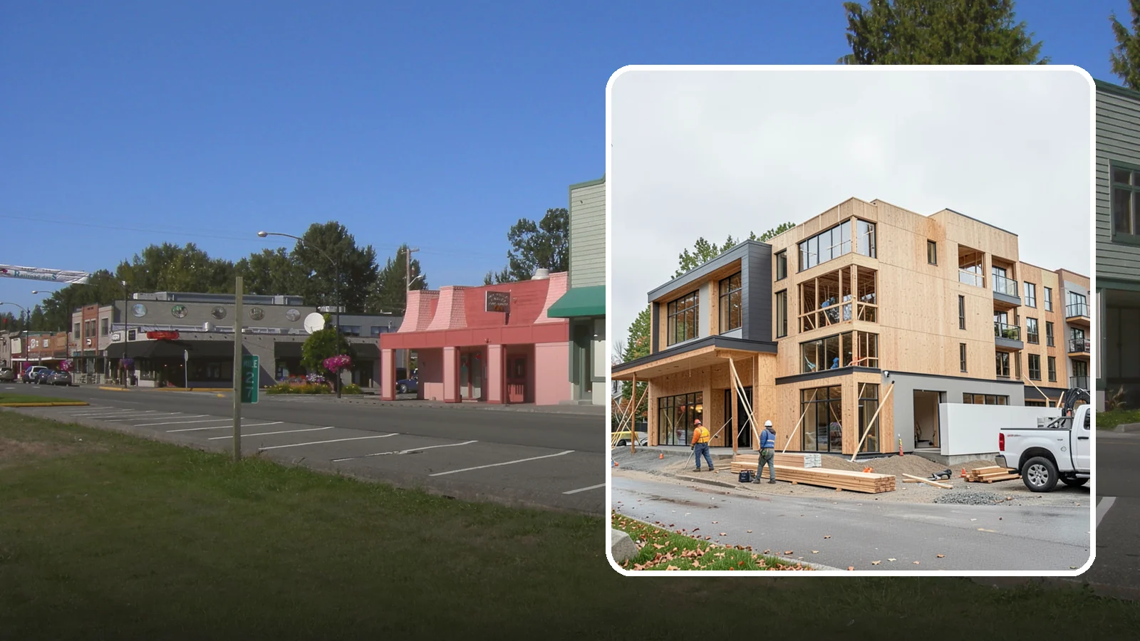 Mixed-Use Construction in Snoqualmie, King County, WA - Ground-up buildings that combine ground-floor commercial with residential units above.