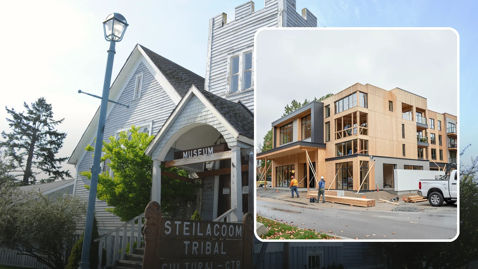 Mixed-Use Construction in Steilacoom, Pierce County, WA - Ground-up buildings that combine ground-floor commercial with residential units above.