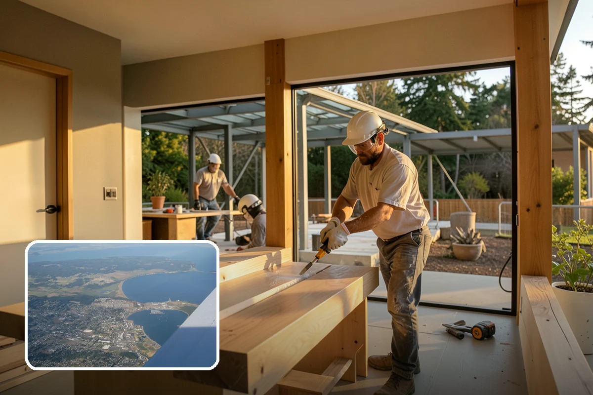 Modular Home Construction in Oak Harbor, Island County, WA - Indoor construction protects materials from PNW moisture