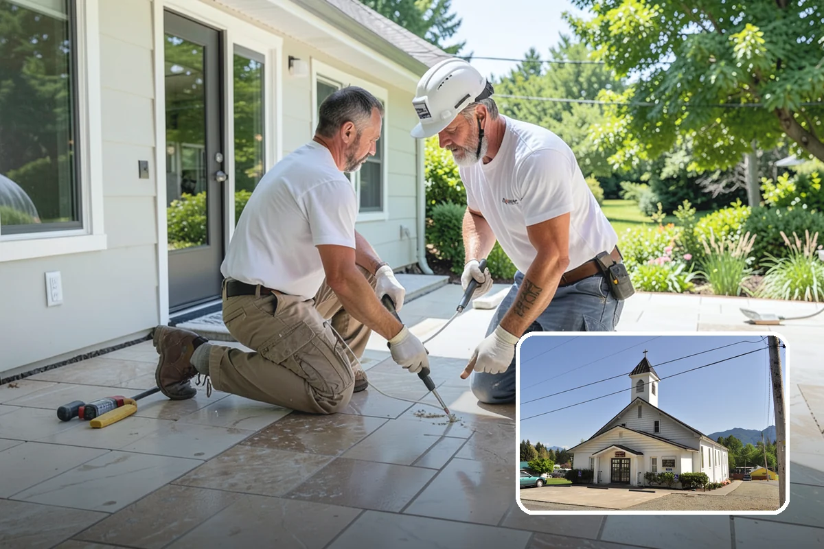 Mosaic Tile Installation in Concrete, Skagit County, WA - Intricate patterns installed with sheet-to-sheet continuity