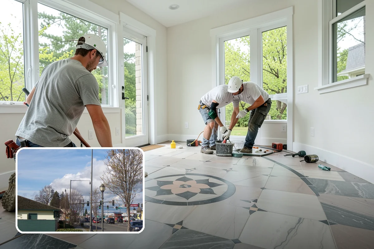 Mosaic Tile Installation in Marysville, Snohomish County, WA - Intricate patterns installed with sheet-to-sheet continuity