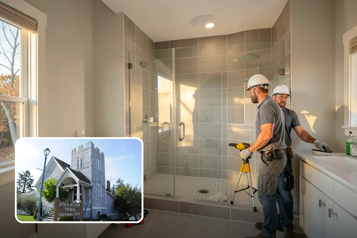 Mosaic Tile Installation in Steilacoom, Pierce County, WA - Intricate patterns installed with sheet-to-sheet continuity